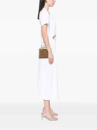 Pre-owned Dior 2000-2025 Mini Suede Cannage With Shearling Trim Lady  Satchel In Brown