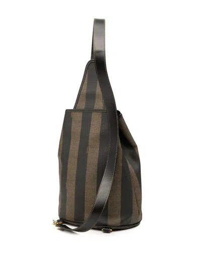 Pre-owned Fendi 20th Century Pequin Coated Canvas Sling Bag Crossbody Bag In Brown