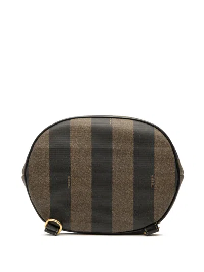 Pre-owned Fendi 20th Century Pequin Coated Canvas Sling Bag Crossbody Bag In Brown