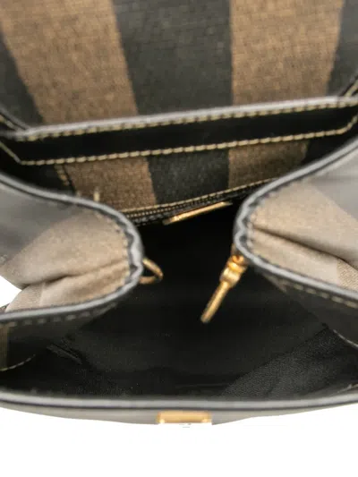 Pre-owned Fendi 20th Century Pequin Coated Canvas Sling Bag Crossbody Bag In Brown