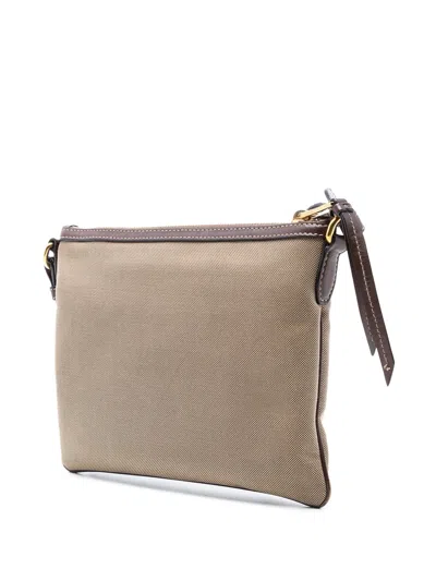 Pre-owned Prada 2000-2025 Canvas Canapa Logo Bow Crossbody Bag In Brown