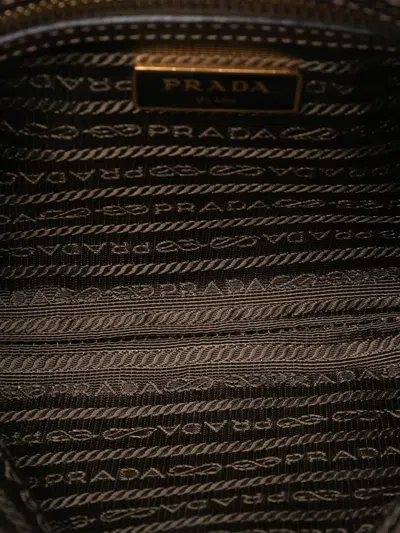 Pre-owned Prada 2000-2025 Canvas Canapa Logo Bow Crossbody Bag In Brown