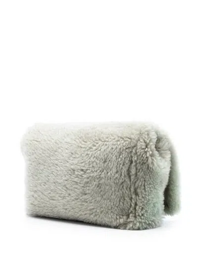 Pre-owned Saint Laurent 2022 Medium Shearling Monogram Kate Reversible Shoulder Bag In Gray