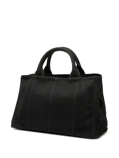 Pre-owned Prada 2013-2025 Canvas Canapa Logo Satchel In Black