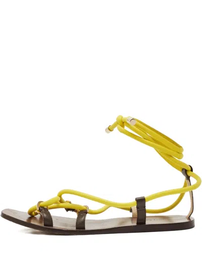 Pre-owned Jimmy Choo Aziza Ankle-wrap Sandals In Yellow