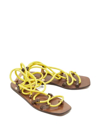 Pre-owned Jimmy Choo Aziza Ankle-wrap Sandals In Yellow