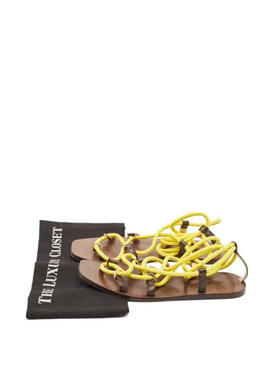 Pre-owned Jimmy Choo Aziza Ankle-wrap Sandals In Yellow
