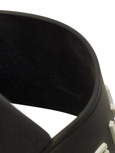 Pre-owned Givenchy Logo Slides In Black