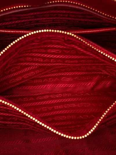 Pre-owned Prada 2010-2025 Medium Saffiano Vernice Promenade Satchel In Red