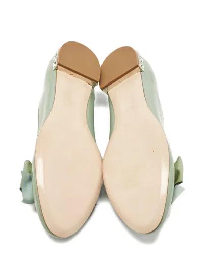 Pre-owned Miu Miu Bow-embellishment Ballet Flats In Green