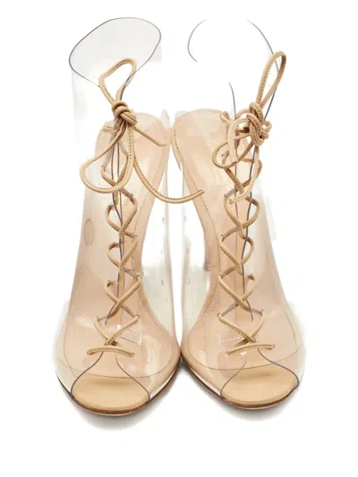 Pre-owned Gianvito Rossi Helmut Lace-up Sandals In Neutral