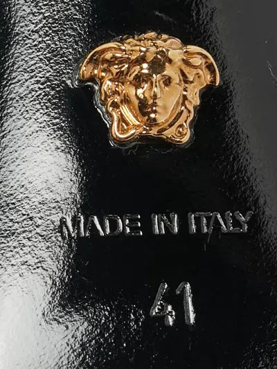 Pre-owned Versace Leather Safety-pin Sandals In Silver