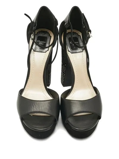 Pre-owned Dior Rainbow Stellar Block-heel Sandals In Black