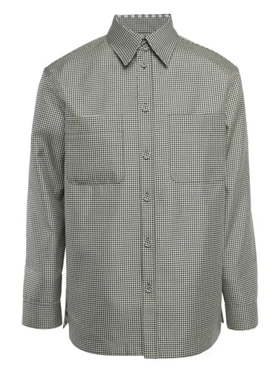 Pre-owned Fendi Houndstooth-pattern Shirt Jacket In White