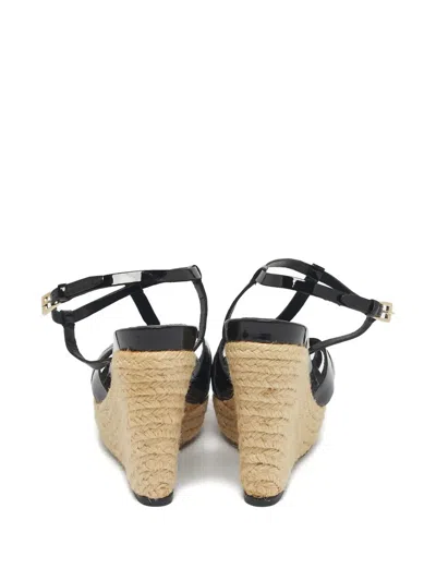 Pre-owned Dior Logo-plaque Wedge-heel Sandals In Black