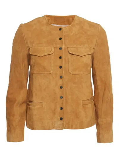 Pre-owned Zadig & Voltaire Suede Buttoned Jacket In Brown