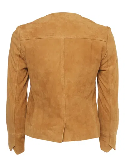 Pre-owned Zadig & Voltaire Suede Buttoned Jacket In Brown