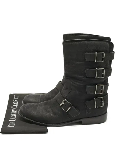 Pre-owned Giuseppe Zanotti Buckle-details Leather Boots In Black