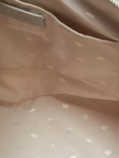 Pre-owned Kate Spade Glitter-embellished Leather Tote Bag In Gray