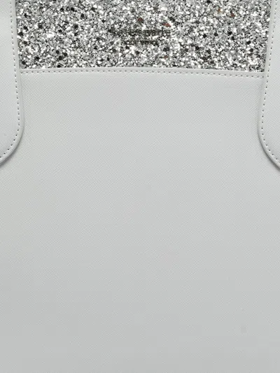Pre-owned Kate Spade Glitter-embellished Leather Tote Bag In Gray