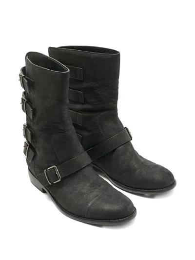 Pre-owned Giuseppe Zanotti Buckle-details Leather Boots In Black
