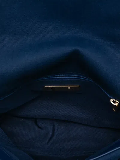 Pre-owned Chanel 2020 Medium Canvas And Cotton 19 Flap Satchel In Blue