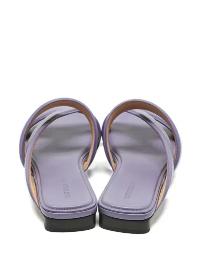 Pre-owned Bottega Veneta Leather Strap Sandals In Purple