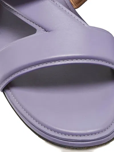 Pre-owned Bottega Veneta Leather Strap Sandals In Purple