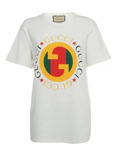 Pre-owned Gucci Interlocking Gg Print T-shirt In White