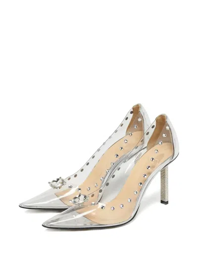 Pre-owned Mach&mach Rhinestone-embellished Pumps In White