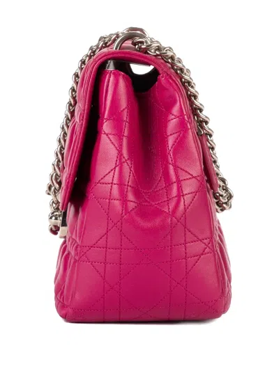 Pre-owned Dior Cannage-leather Chain Shoulder Bag In Pink
