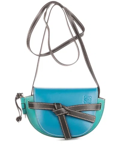 Pre-owned Loewe Mini Gate Knot Detail Crossbody Bag In Blue