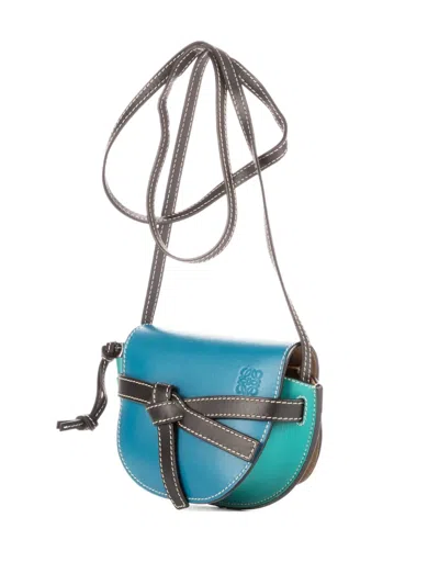 Pre-owned Loewe Mini Gate Knot Detail Crossbody Bag In Blue
