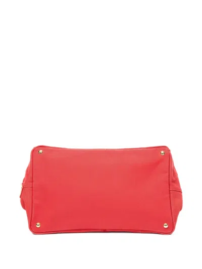 Pre-owned Prada Logo-print Tote Bag In Red