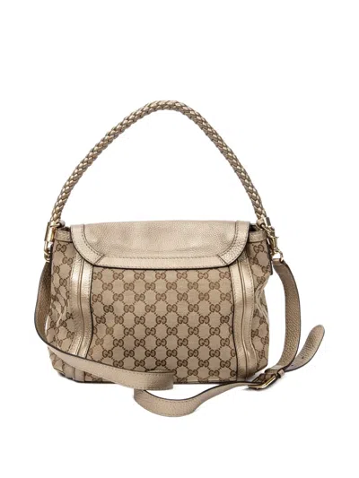 Pre-owned Gucci Bella Flap Patterned Shoulder Bag In Neutral
