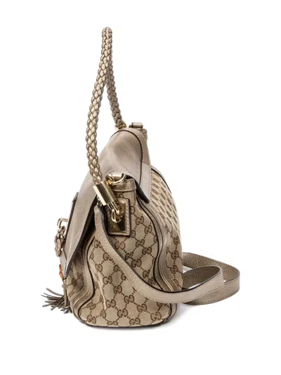Pre-owned Gucci Bella Flap Patterned Shoulder Bag In Neutral