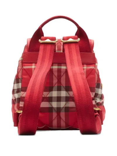 Burberry Horseshoe Quilted Check Backpack Mini Bag In Red