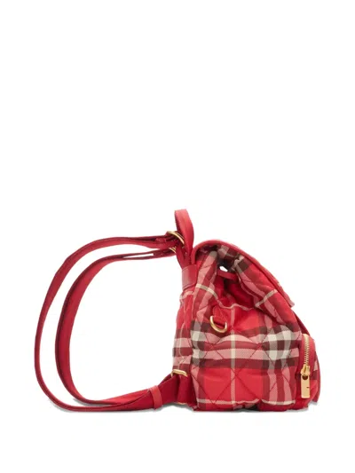 Burberry Horseshoe Quilted Check Backpack Mini Bag In Red