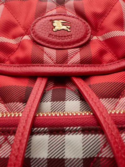 Burberry Horseshoe Quilted Check Backpack Mini Bag In Red