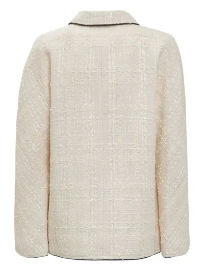 Tory Burch Plaid Tweed Jacket In Neutral