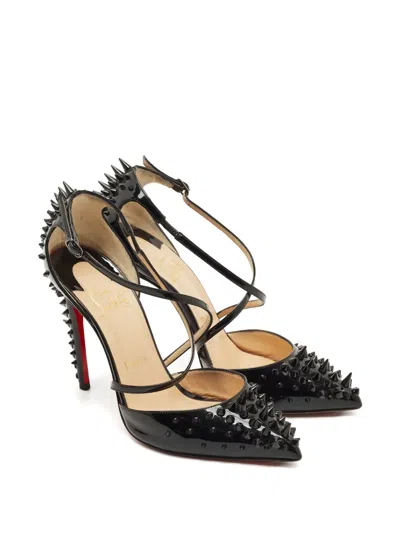Pre-owned Christian Louboutin Spiked Leather Pumps In Black
