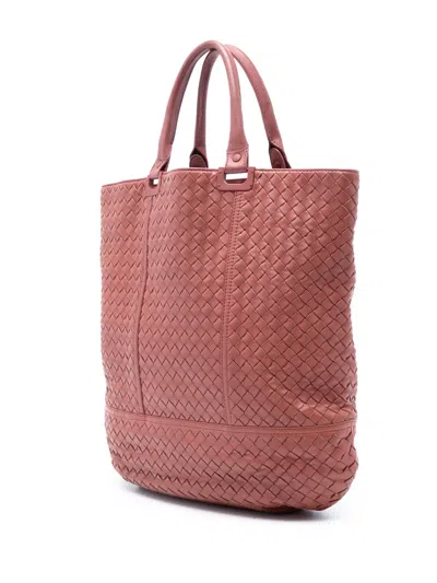 Pre-owned Bottega Veneta 2012-2025 Nappa Intrecciato Tote Bag In Red