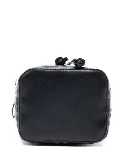 Pre-owned Fendi 2010-2025 Mini Zucca Embossed Leather Mon Tresor Bucket Bag Satchel In Brown