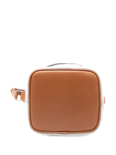 Pre-owned Burberry 2000-2017 Mini Mega Check Canvas Ashby Tassel Bucket Bag In Brown