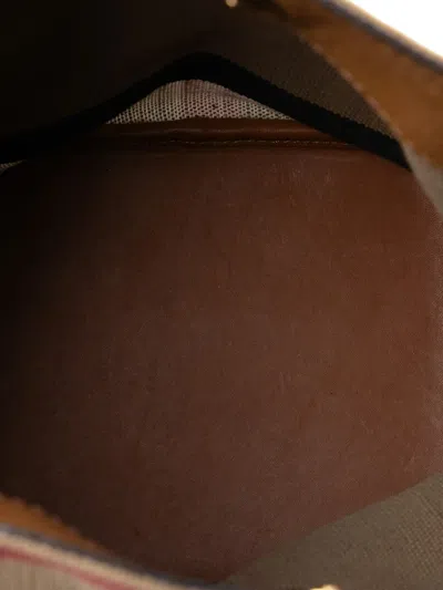 Pre-owned Burberry 2000-2017 Mini Mega Check Canvas Ashby Tassel Bucket Bag In Brown