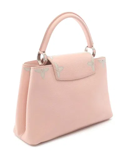 Pre-owned Louis Vuitton 2018 Taurillon Capucines Pm Satchel In Pink