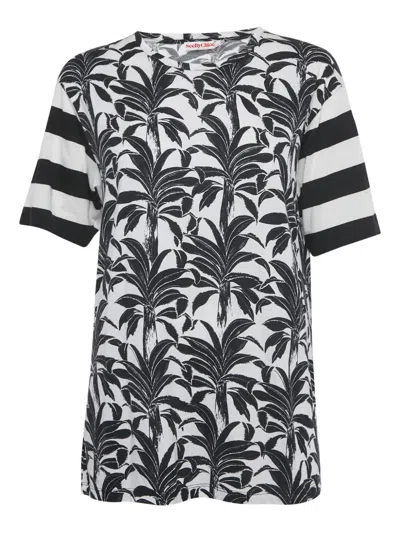 Pre-owned See By Chloé Vintage Print Striped T-shirt In White