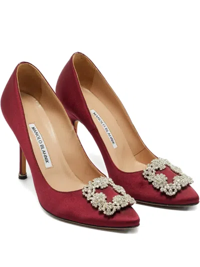 Pre-owned Manolo Blahnik Hangisi Heeled Pumps In Red