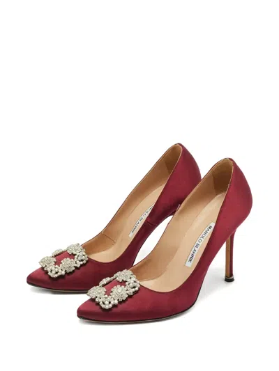 Pre-owned Manolo Blahnik Hangisi Heeled Pumps In Red