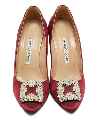 Pre-owned Manolo Blahnik Hangisi Heeled Pumps In Red